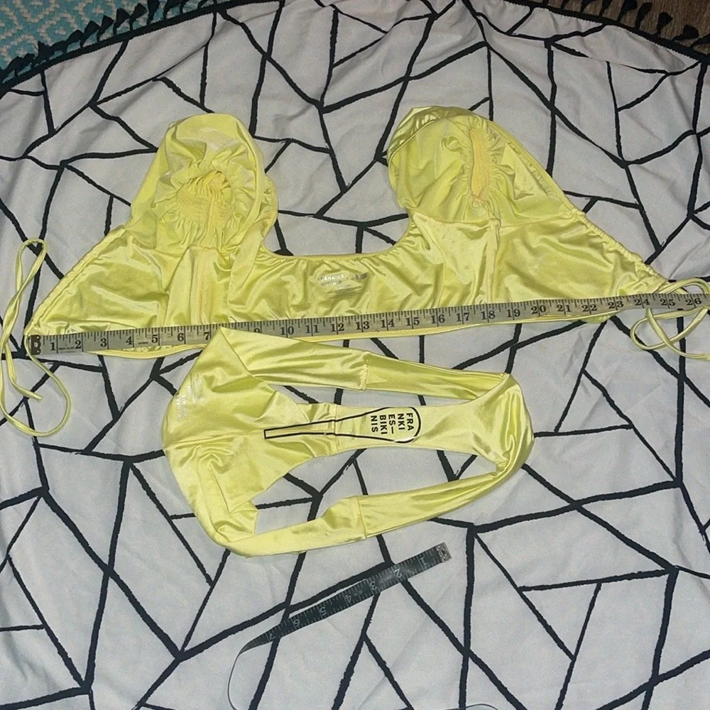 Frankies Bikinis SET NWOT Marina Satin Cheeky Btms(L) Carly Ruffle Satin Top (M)